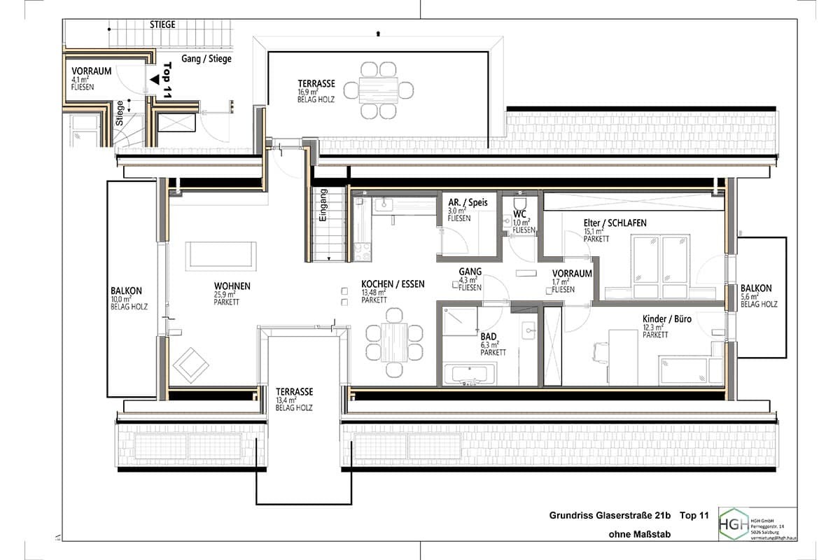 Dachgeschoß Mietwohnung Top 11