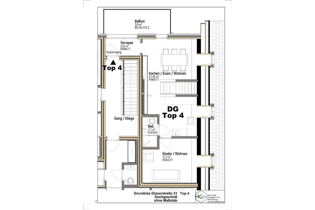 Dachgeschoß Mietwohnung Top 4